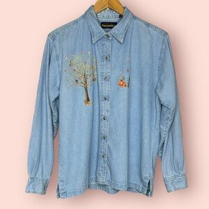 PEREGRINE BAY Denim Blue Fall Long Sleeved Button Up Shirt